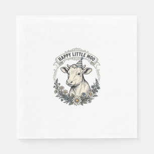 Birthday Calf Illustration Vintage Engraving Flora Napkins