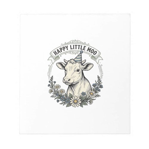 Birthday Calf Illustration Vintage Engraving Flora Notepad