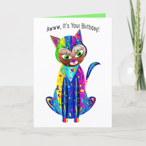 Birthday Calico Cat Kaleidoscope Group Card