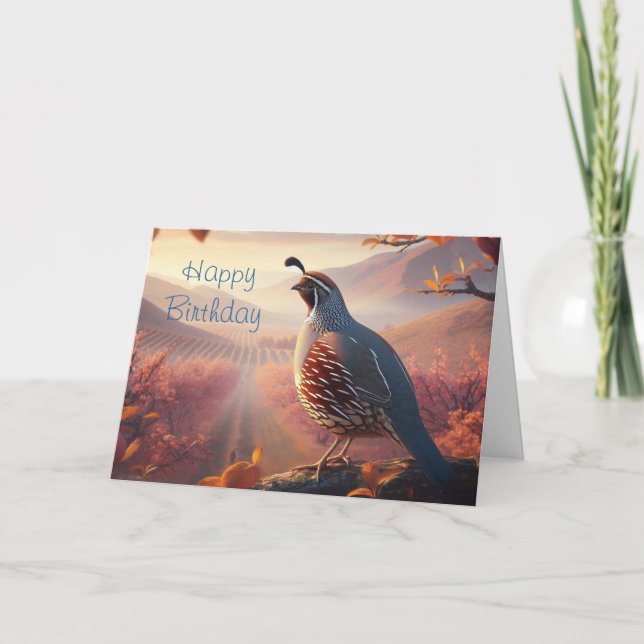 Birthday, California Quail, Bird, Nature Blank Card (Front)