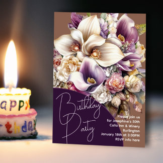 Birthday Calla Lilies Bouquet Party Invitation