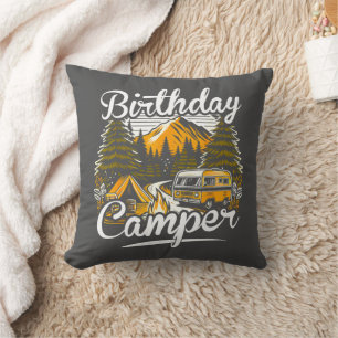 Birthday Camper Camping Camper Lover Throw Pillow