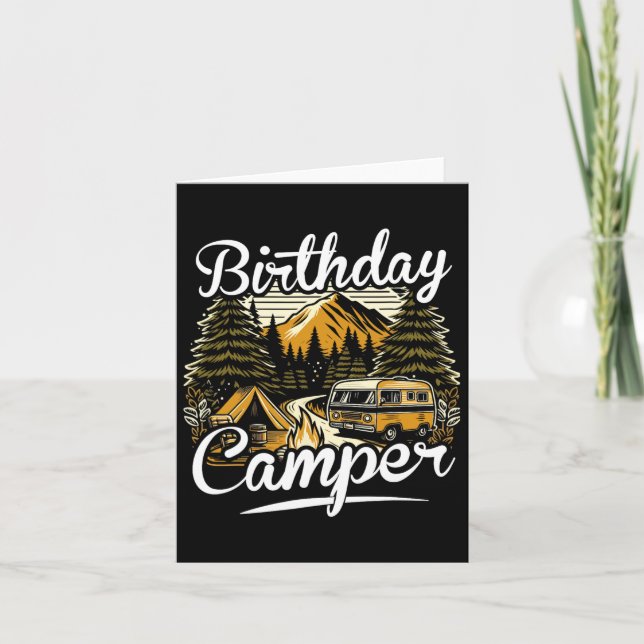 Birthday Camper Camping  Card (Front)