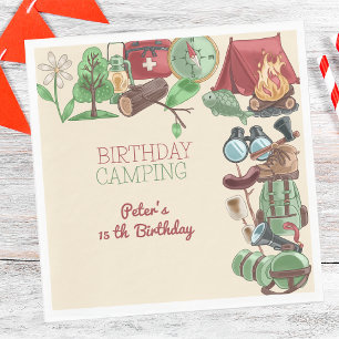 Birthday camping mountains hiking for kids napkins