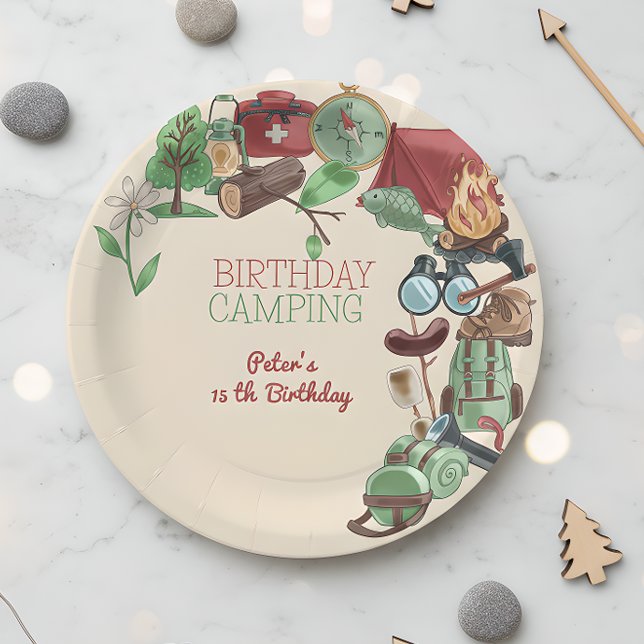 Birthday camping nature hiking for kids paper plates (Creator Uploaded)