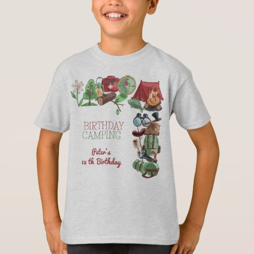 Birthday camping nature hiking for kids T_Shirt