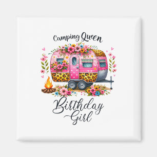 Birthday Camping Queen Camp Pink Floral Van Birthd Magnet