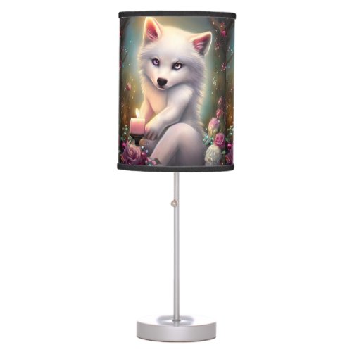 Birthday Candle Adorable White Baby Fox Table Lamp