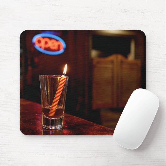 Birthday Candle in a Saloon Shot Glass  Mouse Pad (With Mouse)