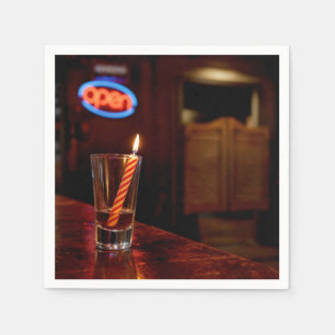 Birthday Candle in a Saloon Shot Glass Napkins