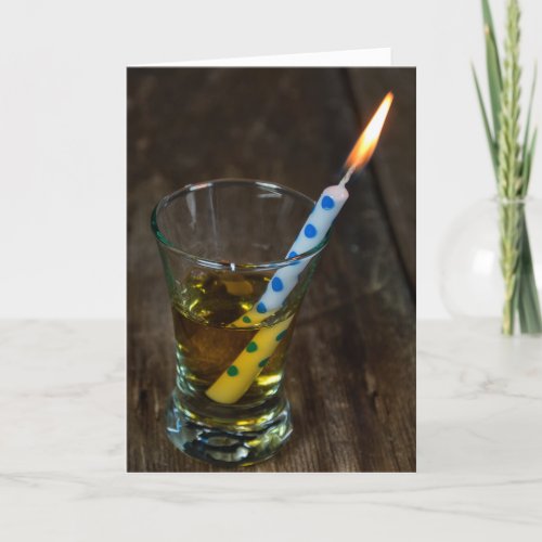 birthday candle in shot glass card