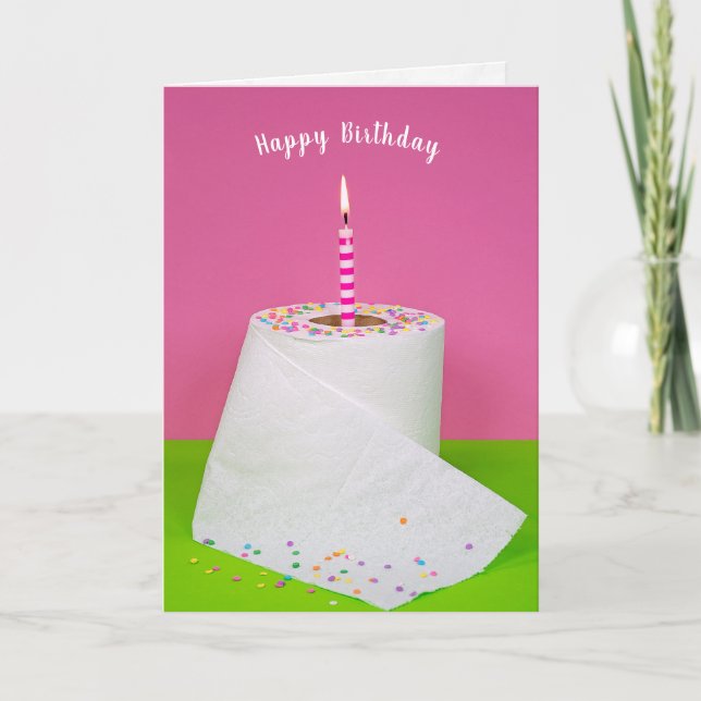 birthday candle in toilet paper card (Front)
