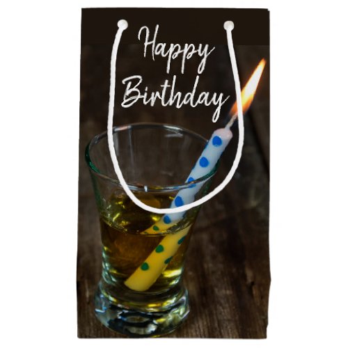 Birthday Candle in Whiskey Glass Small Gift Bag