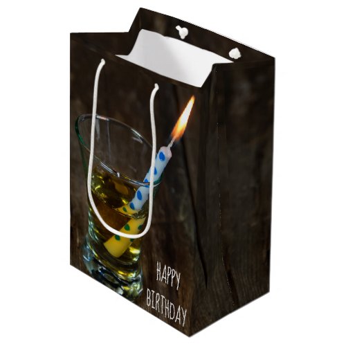 Birthday Candle in Whiskey Medium Gift Bag