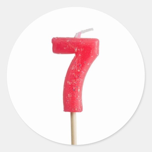 Birthday candle number 7 classic round sticker