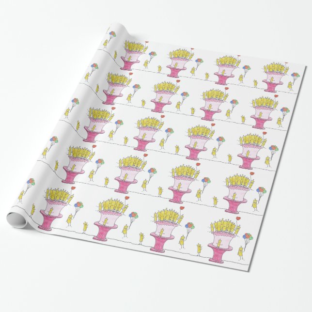 Birthday Candle Wrapping Paper (Unrolled)