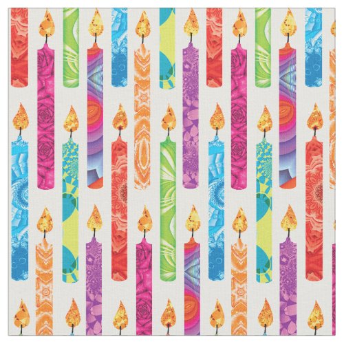 Birthday Candles Fractal Colors Fabric