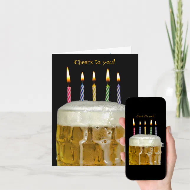 Birthday candles in beer card Zazzle