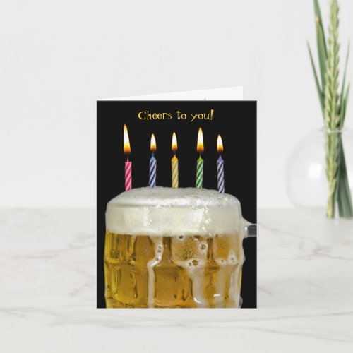 Birthday candles in beer card