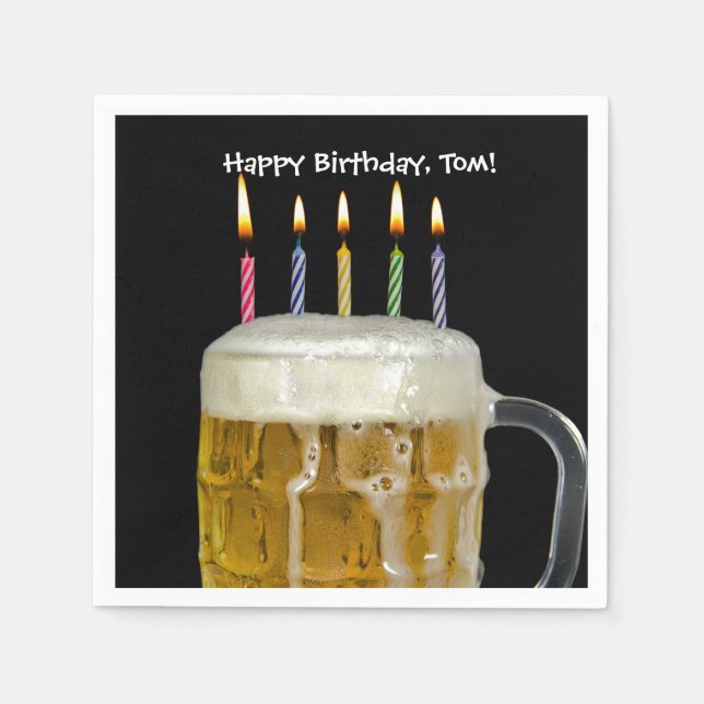birthday candles in beer mug napkins (Front)