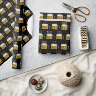 birthday candles in beer mug wrapping paper