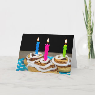 Birthday candles in cinnamon rolls card