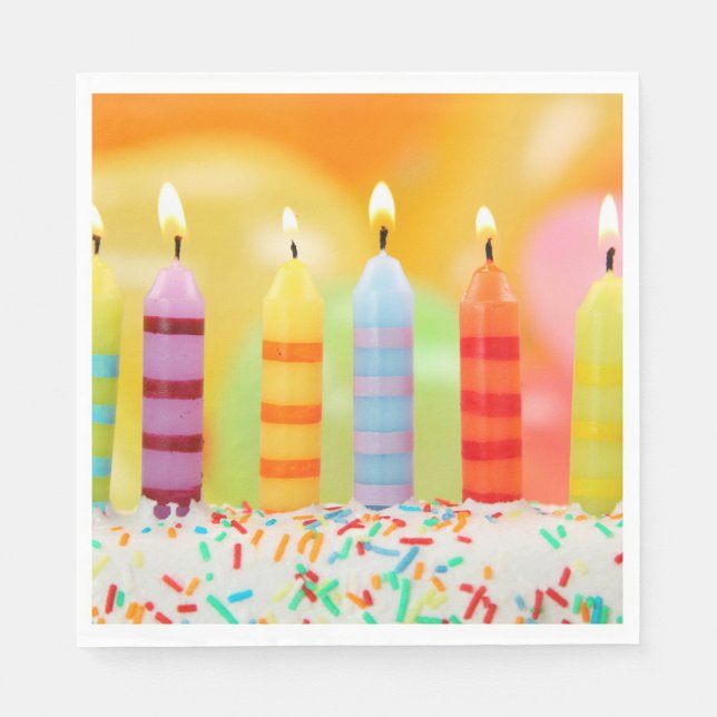 Birthday Candles Napkins (Birthday cake colorful candles and frosted cake!)