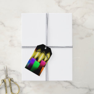 Birthday Candles On Black Gift Tags