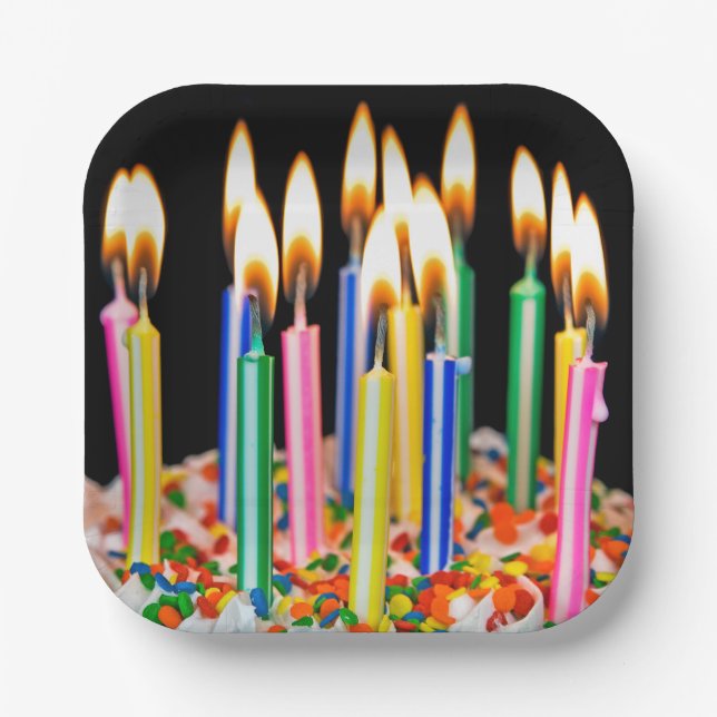 Birthday Candles On Cake  Paper Plates (Front)