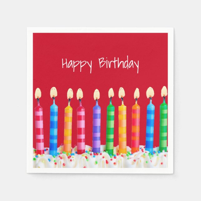 Birthday Candles on Red Napkins (Front)