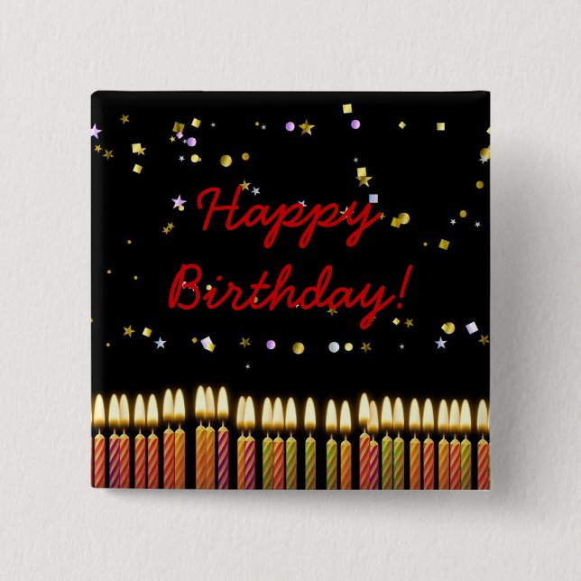 Birthday Candles Pinback Button (Front)