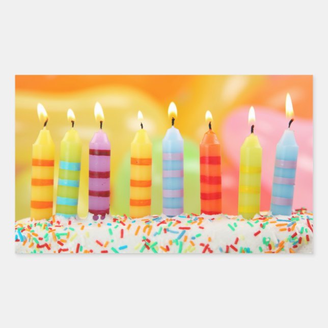 Birthday Candles Rectangular Sticker (Front)