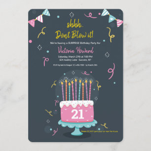 Birthday Candles Surprise Birthday Party Invitation