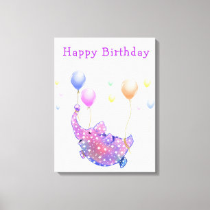 Birthday Canvas Print Gift Funny Flying Elephant