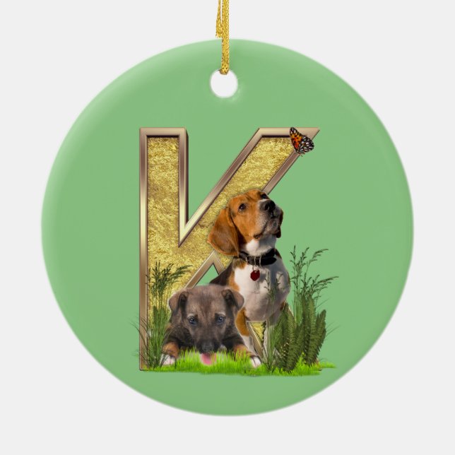 Birthday-Capital- letter-E Art Tote Bag Ceramic Ornament (Back)