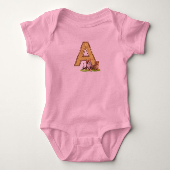 Birthday-Capital Monogram -letter A Baby Bodysuit (Front)