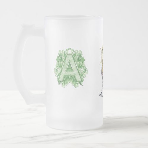 Birthday_Capital Monogram _letter A Frosted Glass Beer Mug