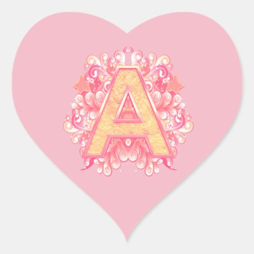 Birthday_Capital Monogram _letter A Heart Sticker
