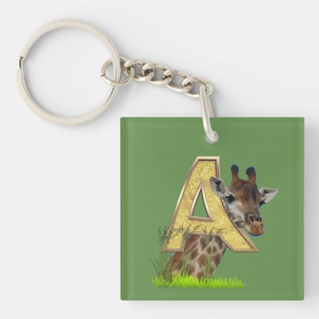 Birthday-Capital Monogram -letter A Keychain (Front)