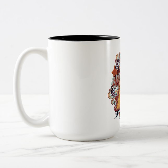 Birthday-Capital Monogram -letter A Two-Tone Coffee Mug (Left)