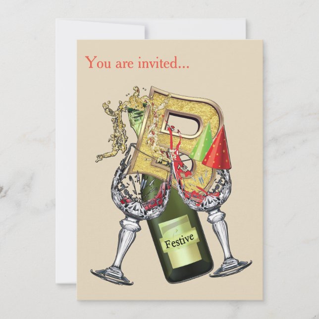 Birthday-Capital Monogram -letter B Invitation (Front)