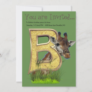 Birthday-Capital Monogram -letter B Invitation
