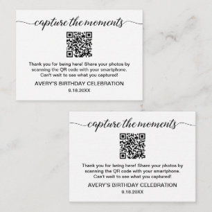 Birthday Capture the Moments QR Code Photo Share Enclosure Card