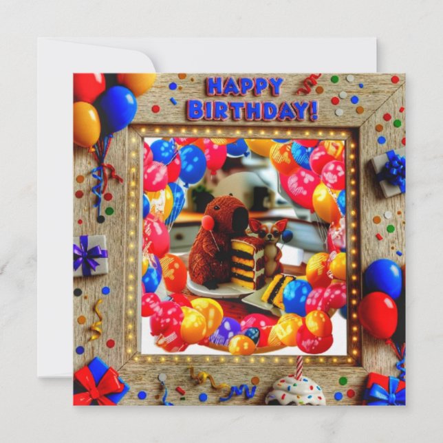 Birthday Capybara & Chihuahua Invitation - Kid's P (Front)