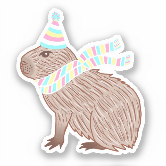 Birthday Capybara Sticker (Front)