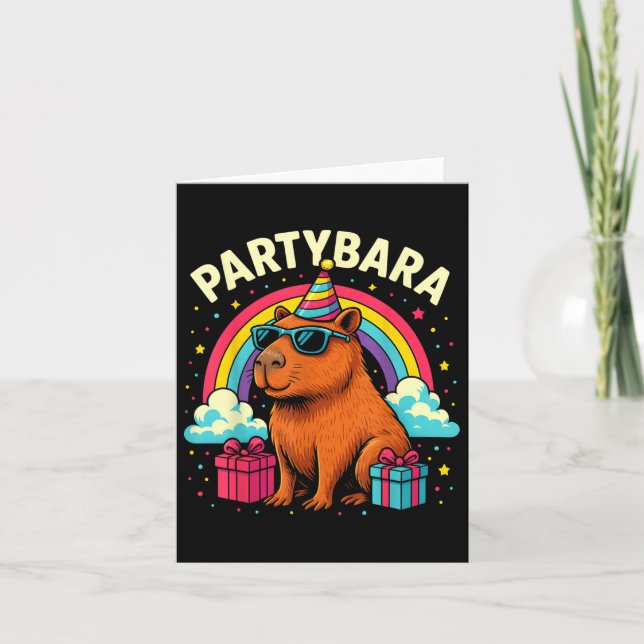Birthday Capybara Tee For Kids Fun Partybara Capyb Card (Front)