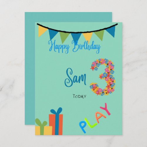 Birthday card 3 year old 