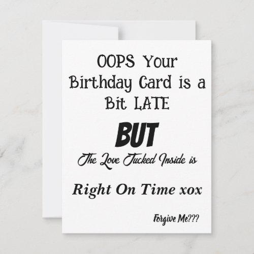 Birthday Card Belated Birthday Card FUNNY CARD
