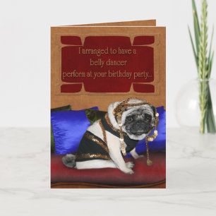 Birthday card - belly dancer pug