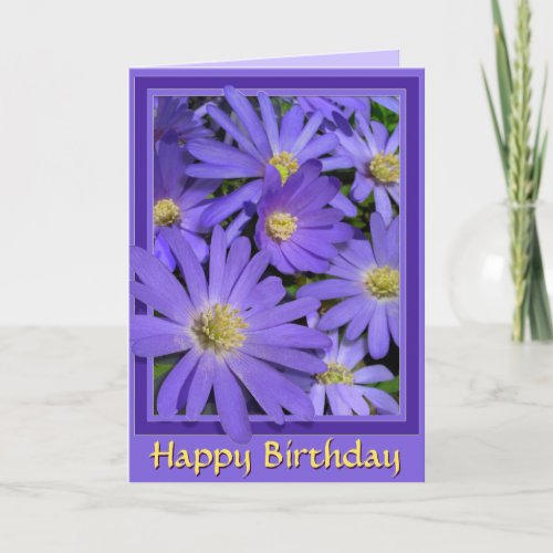 Birthday Card Blue Flowers Greeting Card Blank